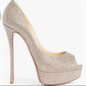 Christian Louboutin Glittering Silver Platform Heels